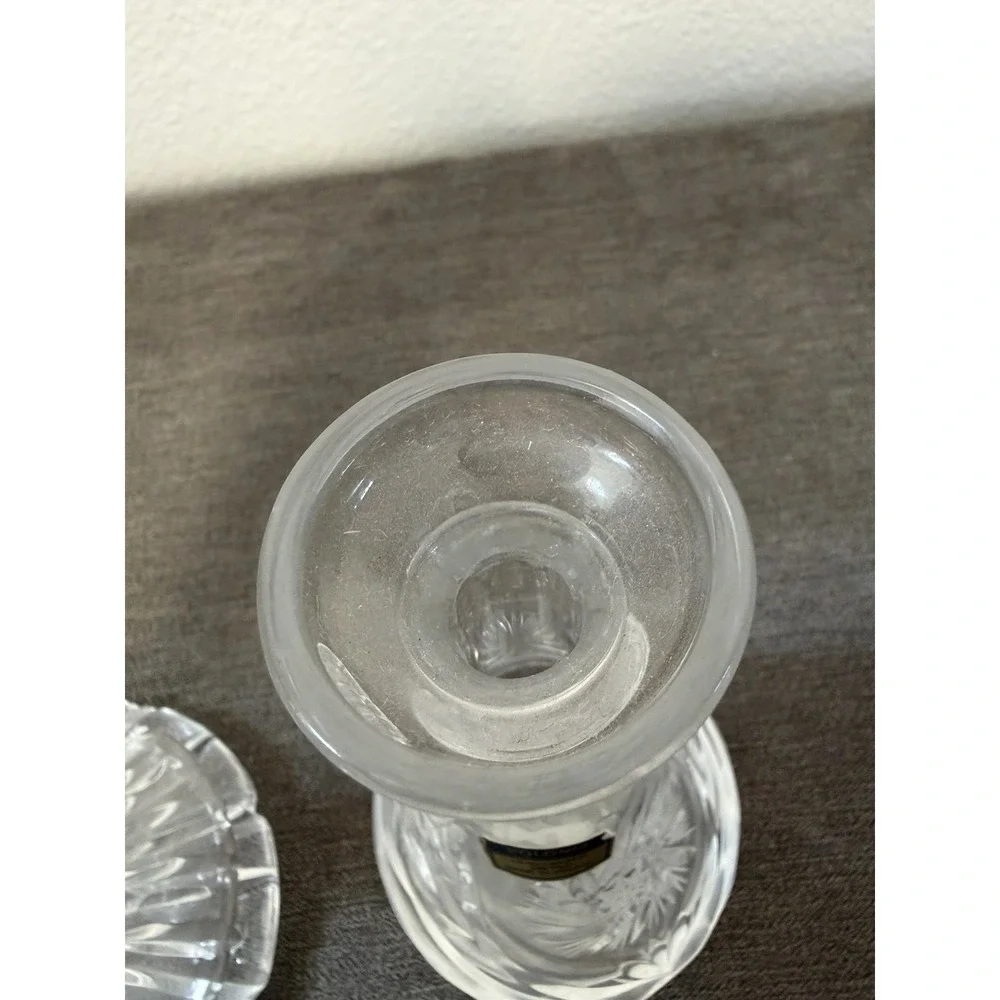 2 Vintage MCM Hand Cut 24% PbO Lead Crystal Decanter Polonia Made In Poland
